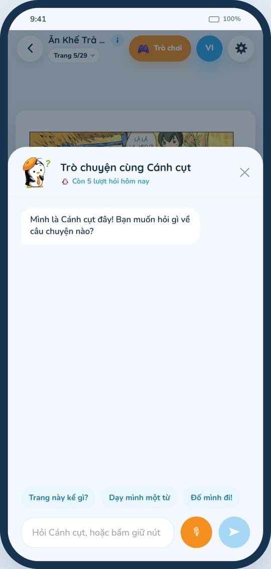 Trò chuyện cùng gia sư Cánh cụt